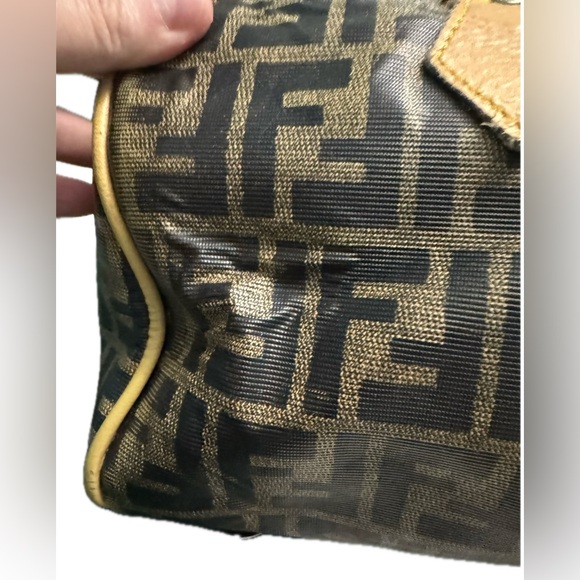 Vintage Fendi Zucca Black and Tan Bowling/Boston Bag - Picture 8 of 15